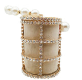 PRE-ORDER Champagne Luxury Pearl and Crystal Cage Bag