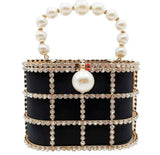 PRE-ORDER Black Luxury Pearl and Crystal Cage Bag