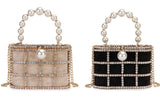 PRE-ORDER Black Luxury Pearl and Crystal Cage Bag